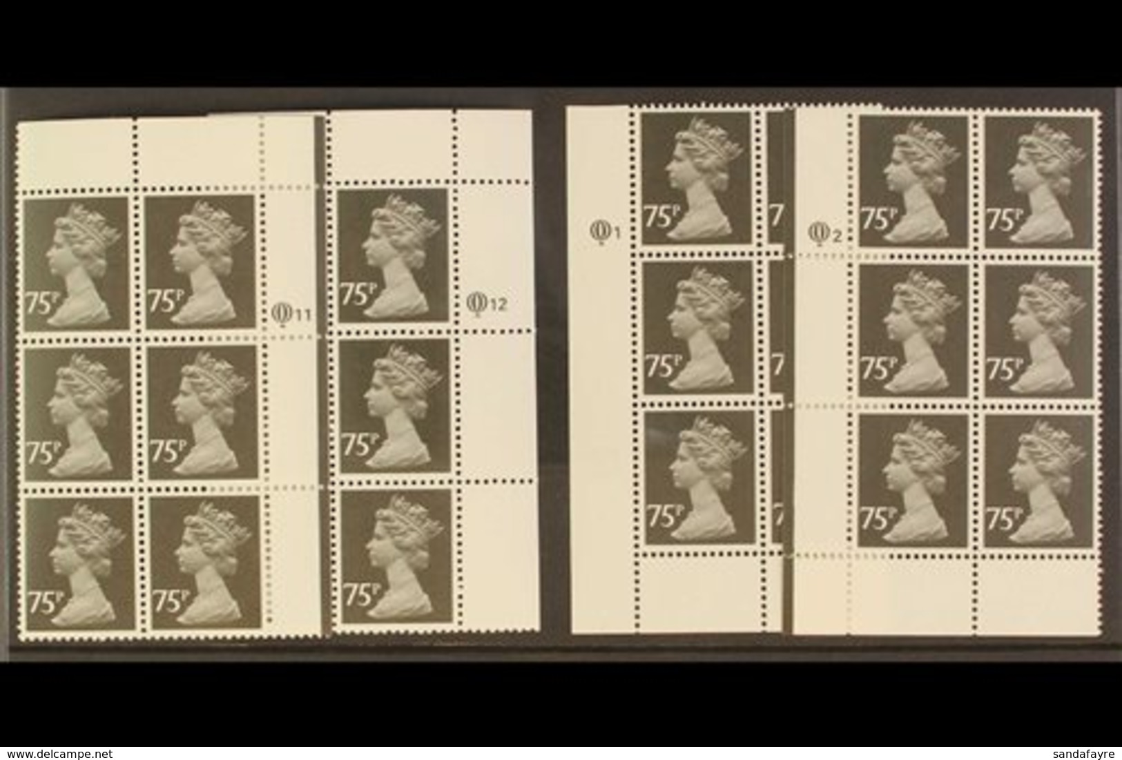 1980-1984 75p MACHIN (LITHO) PLATE BLOCKS.  SUPERB NEVER HINGED MINT All Different Group On Stock Cards, Includes 1980 7 - Other & Unclassified