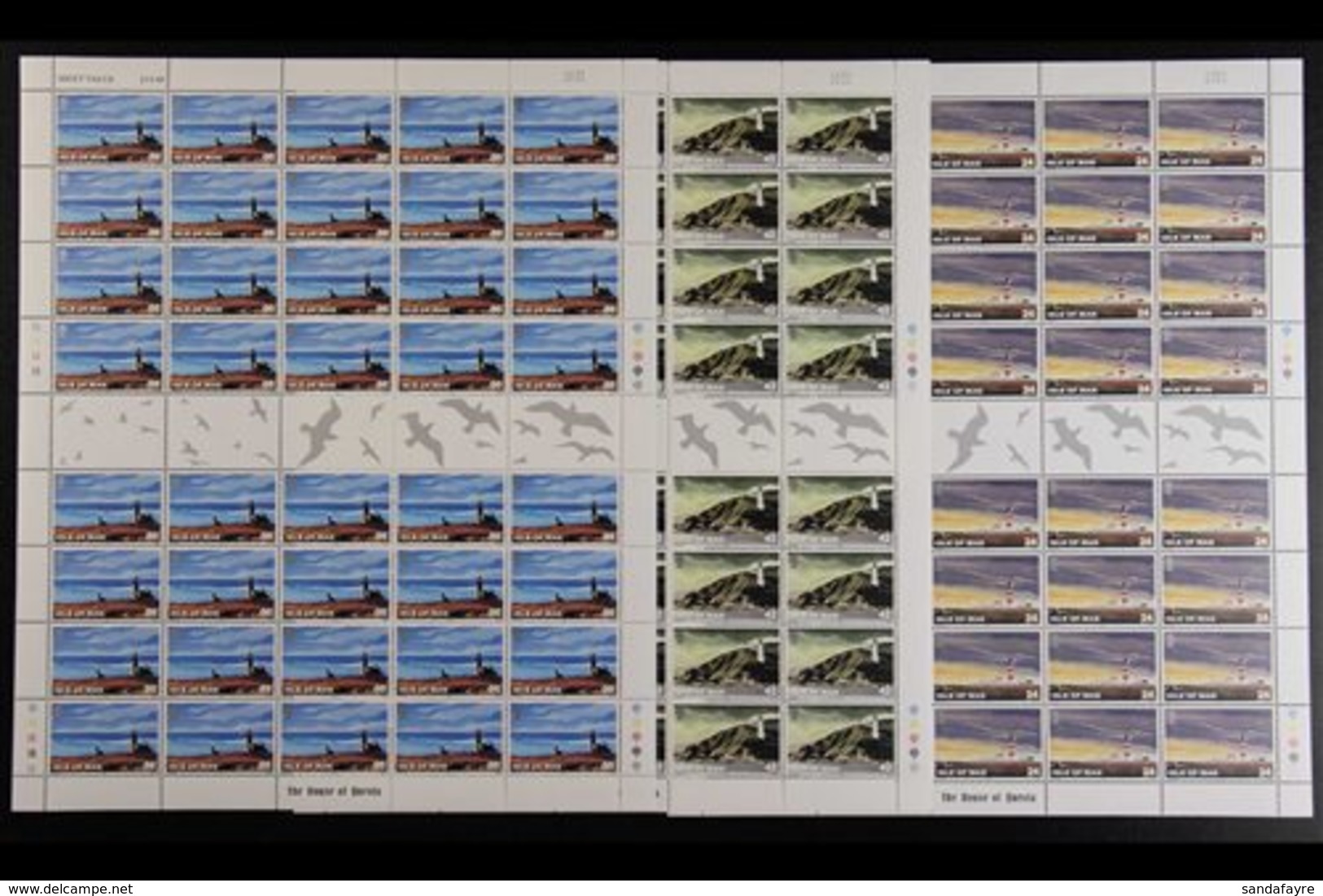ISLE OF MAN  1996 Lighthouses Complete Set, SG 672/77, Superb Never Hinged Mint COMPLETE SHEETS Of 40, Very Fresh, Face  - Other & Unclassified