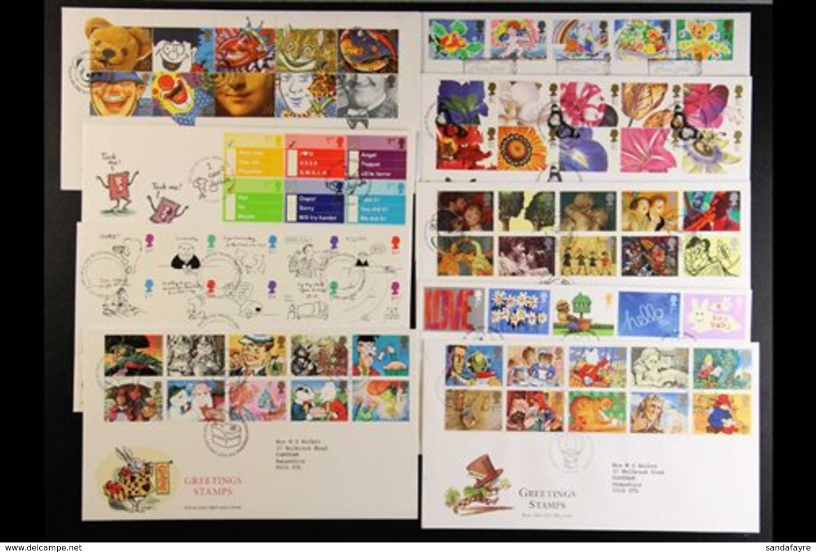 1989-2003 GREETINGS/OCCASIONS.  A Small Selection Of Greetings & Occasions Issues On First Day Covers Inc Se-tenant Pane - FDC