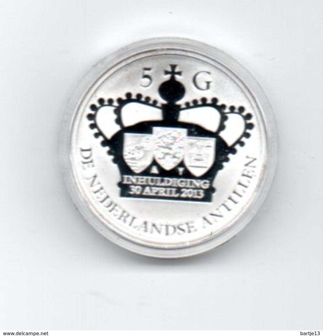 NEDERLANDSE ANTILLEN 5 GULDEN 2013 ZILVER PROOF VERWELKOMING KONING WILLEM ALEXANDER - Antilles Néerlandaises