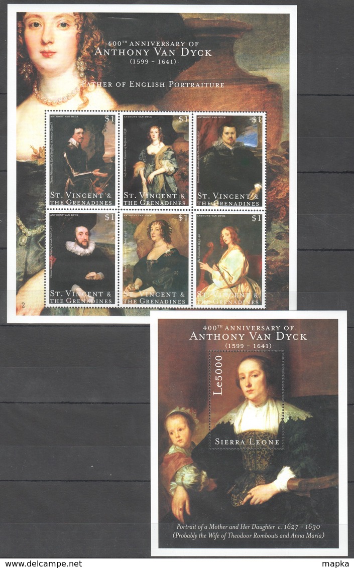 P358 SIERRA LEONE ST.VINCENT & THE GRENADINES ART ANTHONY VAN DYCK PAINTINGS 1BL+1KB MNH - Autres & Non Classés