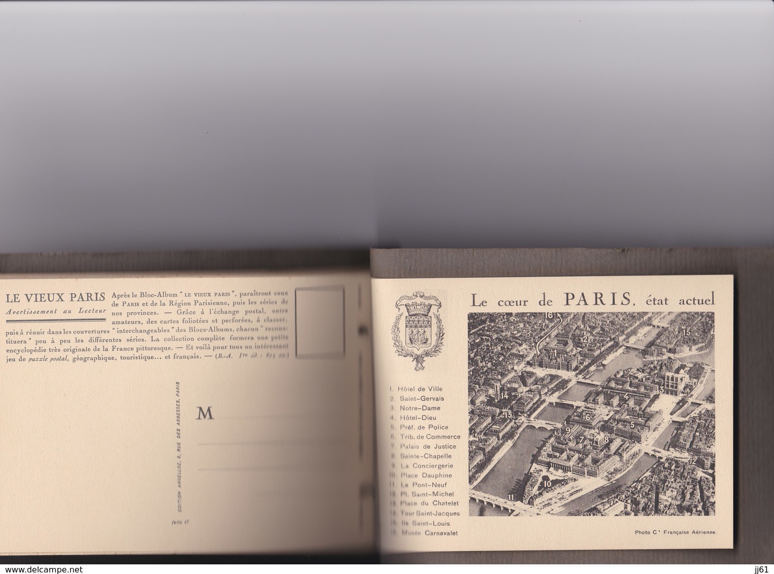 PARIS BLOC ALBUM LE VIEUX PARIS DE JEAN ROBIQUET 18 CARTES A L INTERIEUR COUVERTURE INTERCHANGEABLE EGLISE NOTRE DAME