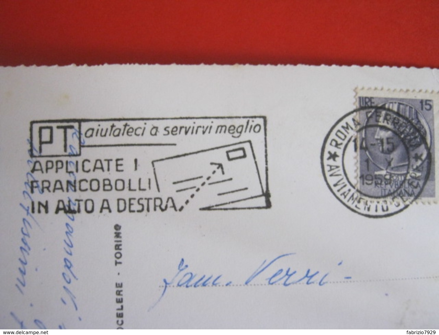 T1 ITALIA TARGHETTA MECCANICA - 1959 ROMA AVVIAMENTO CELERE APPLICATE FRANCOBOLLI IN ALTO DESTRA CARD VEDUTINE - Posta