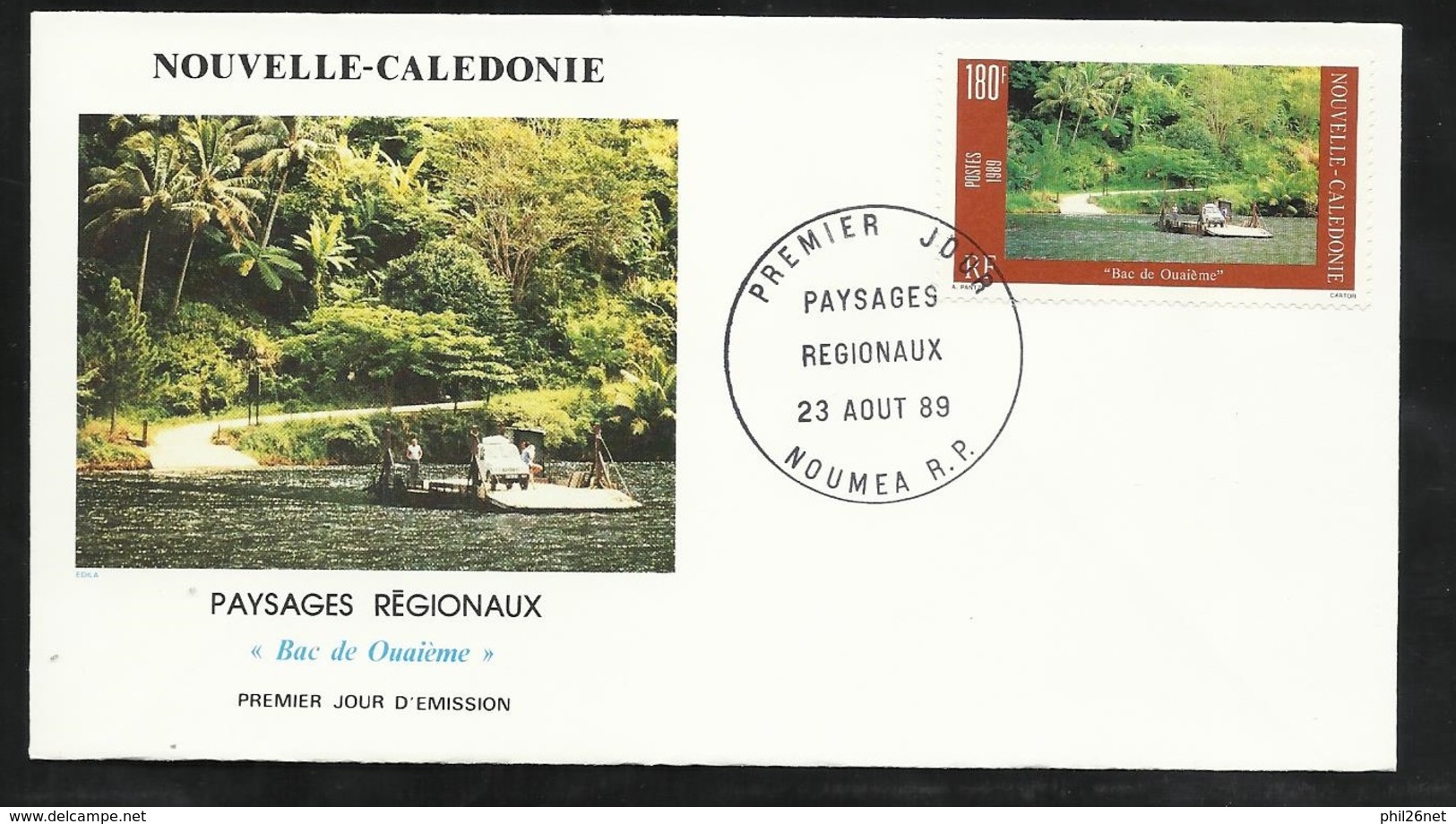 N.C.   Lettre Premier Jour Nouméa Le 23/08/1989 N°580 Paysage De N.C. Bac De Ouaième      TB   ! ! ! - Brieven En Documenten