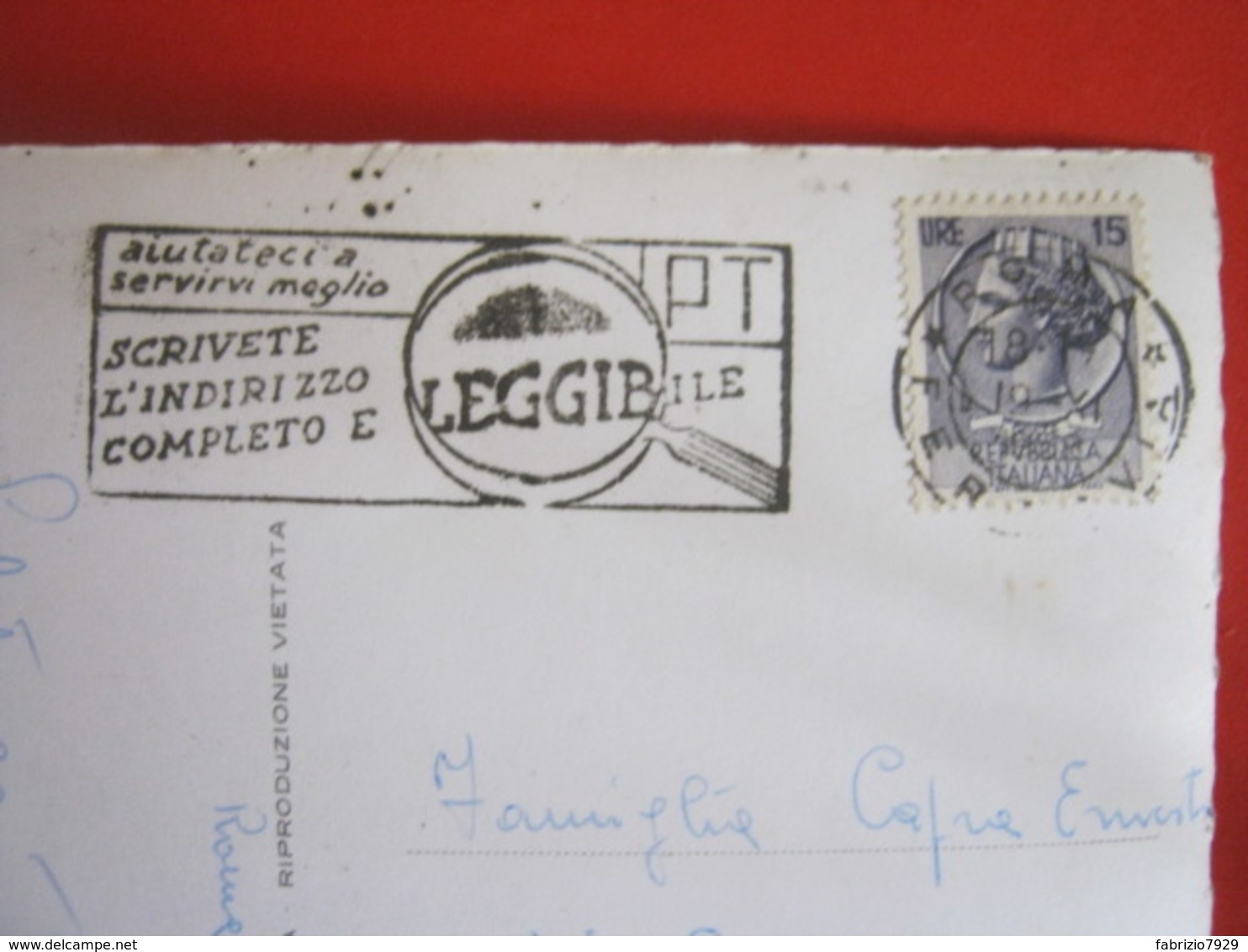 T1 ITALIA TARGHETTA MECCANICA - 1958 ROMA POSTA SCRIVETE INDIRIZZO COMPLETO E LEGGIBILE CARD PIAZZA S. PIETRO - Posta