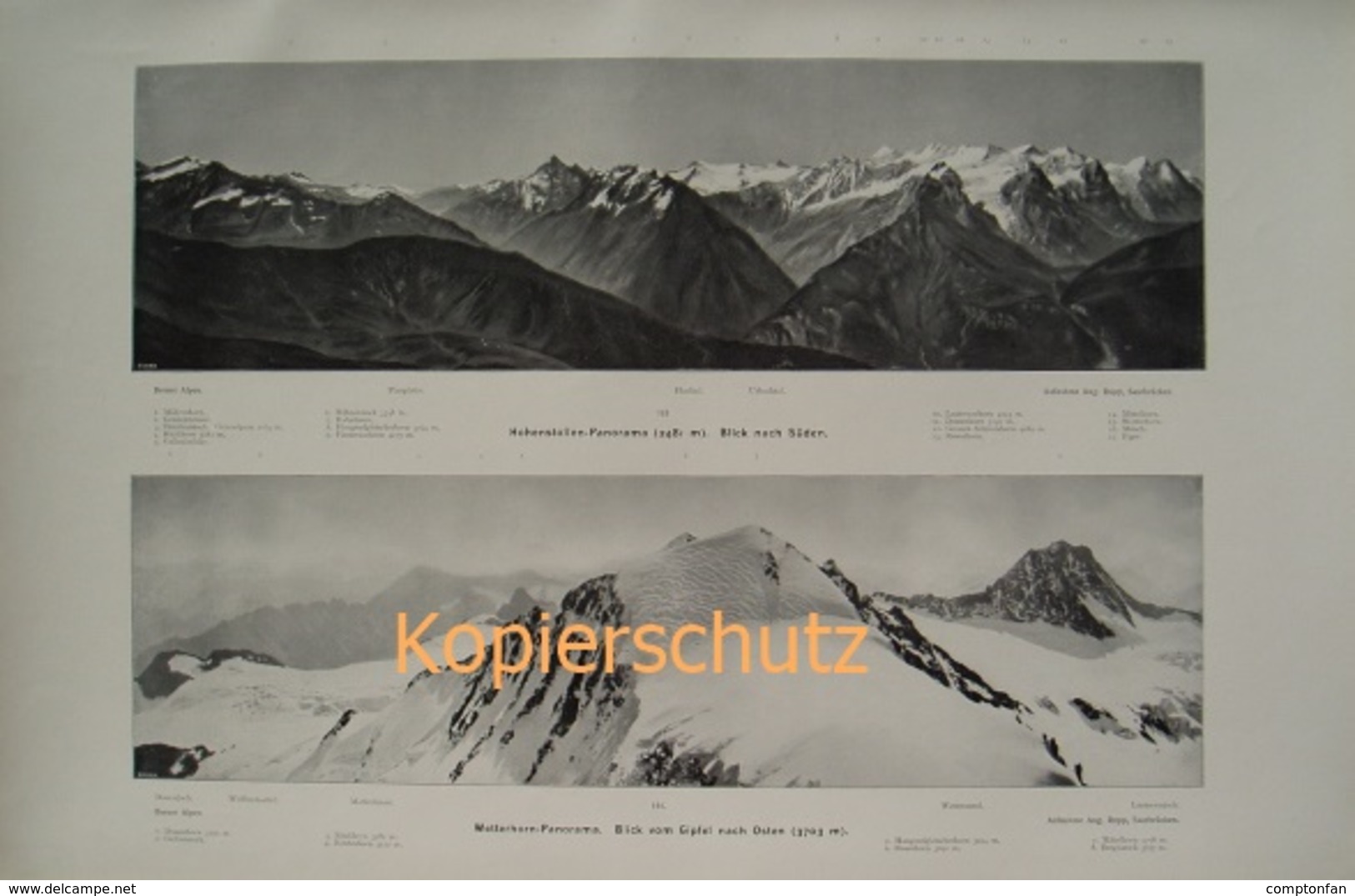 183 Berner Alpen Panorama 2 Teile Riesendruck 1904!! - Sonstige & Ohne Zuordnung