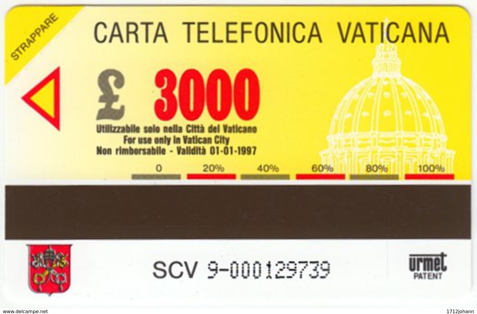 VATICAN A-097 Magnetic Telecom - Map, View Of Vatican - MINT - Vatican