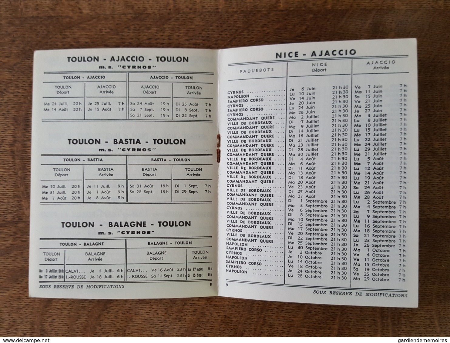 Compagnie Générale Transatlantique 1963 N°33 - Départs Corse, Parcours, Tarifs, Bastia, Ajaccio, Calvi, Nonza, Propriano - 1950 - ...