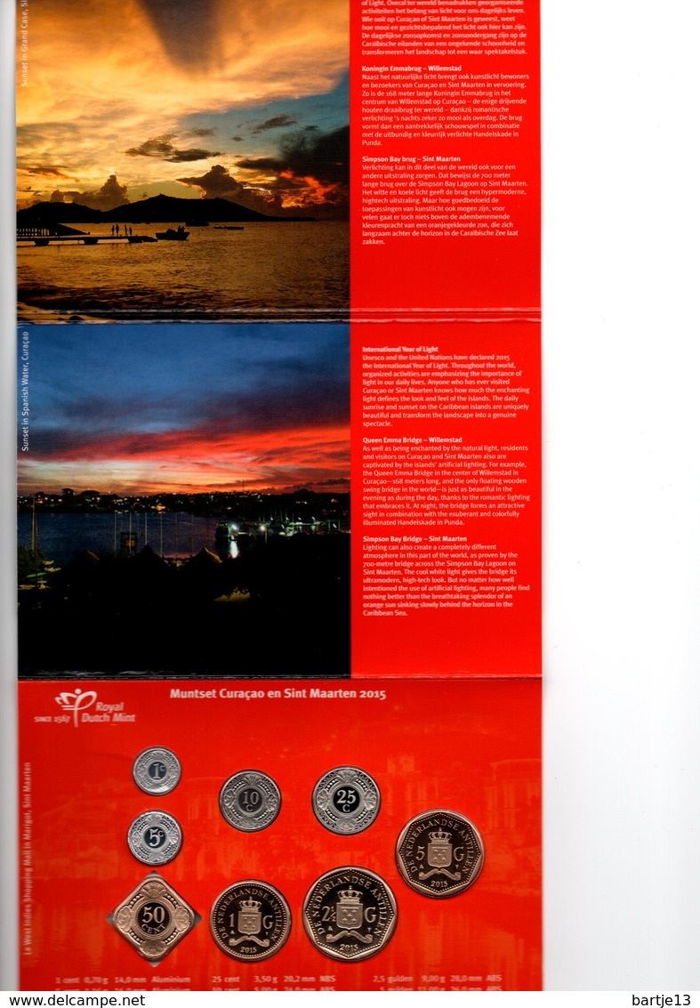 CURACAO EN SINT MAARTEN MUNTSET 2015 BRILLIANT UNCIRCULATED INTERNATIONAAL JAAR VAN HET LICHT - Antilles Néerlandaises