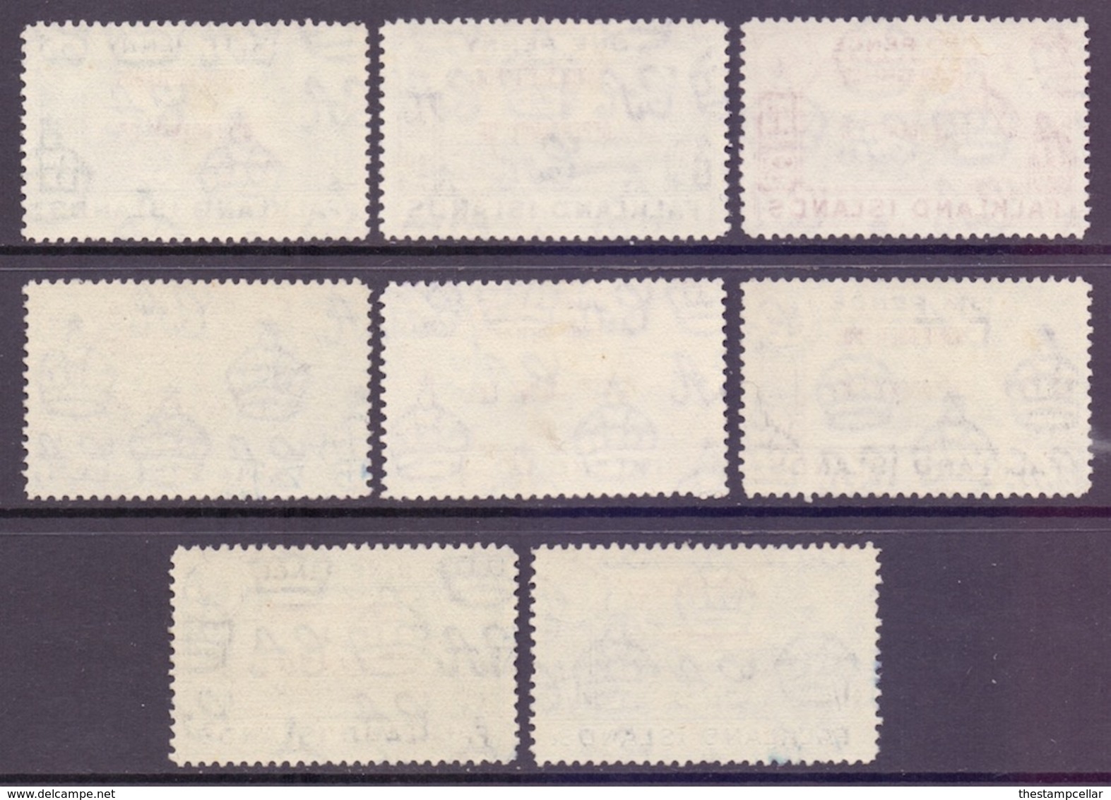 Falkland Islands Scott 5L1/5L8 - SG D1/D8, 1944 South Shetlands Overprint Set Used - Falkland