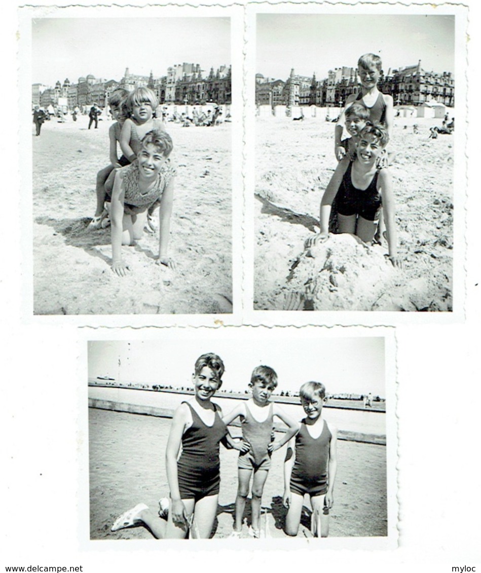 Foto/Photo. Ostende 1936. Jeunes Garçons En Maillot. Lot De 3 Photos. - Anonymous Persons