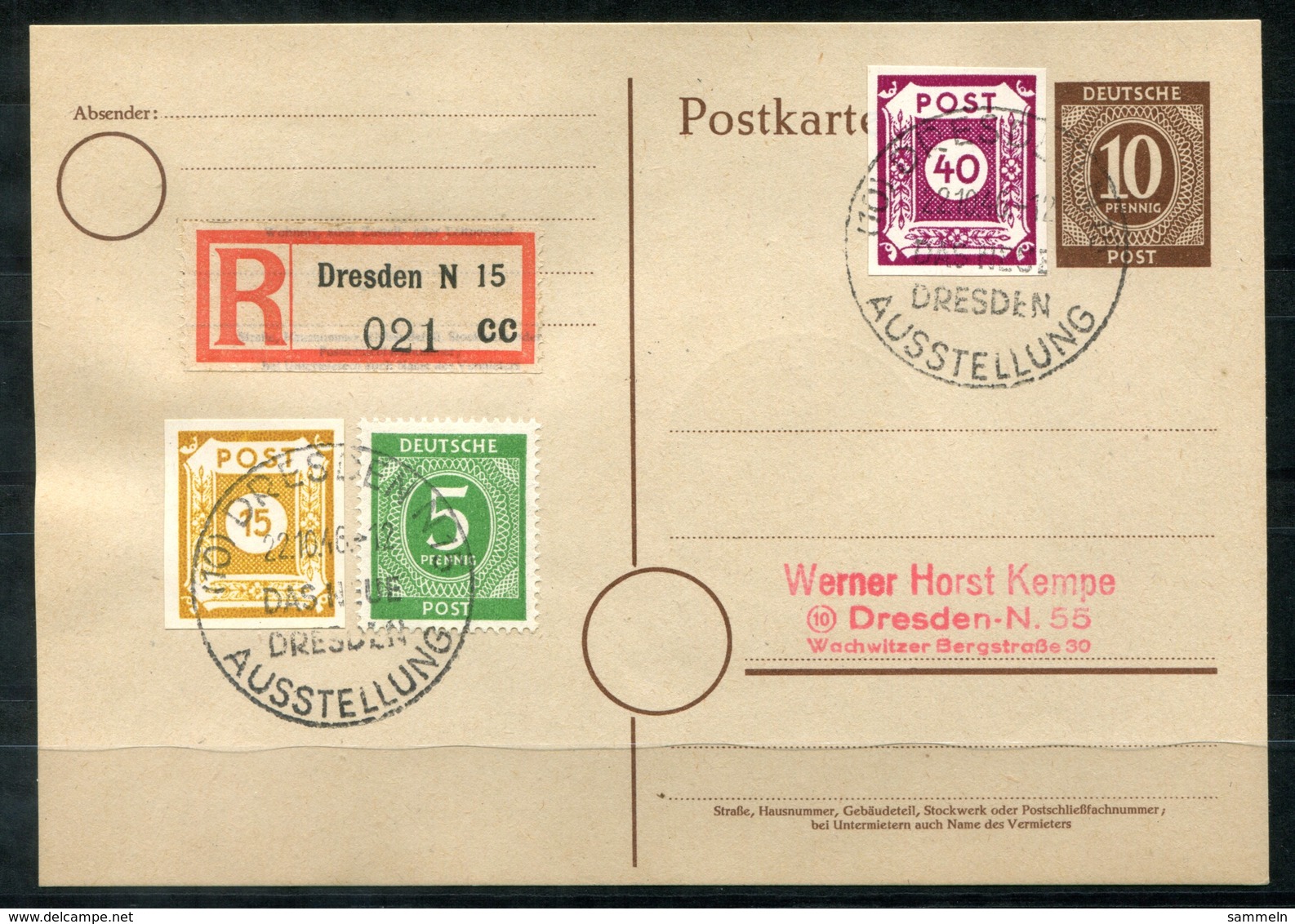 4587 - SBZ - Mi.Nr. 47 B + 50  Auf R-Postkarte - Sonstige & Ohne Zuordnung