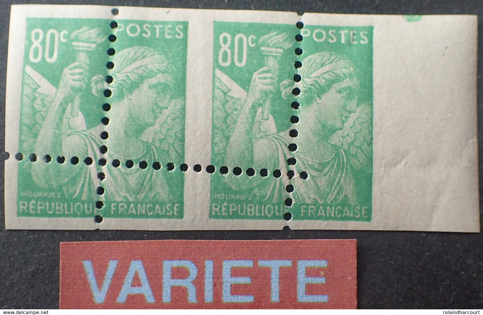 R1949/523 - 1944 - TYPE IRIS - N°649 NEUFS** BdF ➤➤➤ CACHET : ATELIER TP - SUPERBE VARIETE ➤➤➤ PIQUAGE OBLIQUE A CHEVAL - Neufs