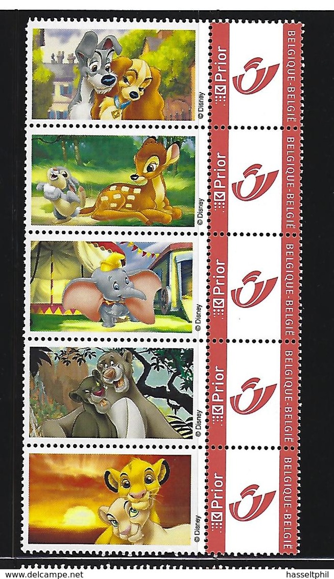 BELGIQUE - BELGIE Mijn Zegel DUOSTAMP  -  Strook Van 5 Postzegels  Disney - Autres & Non Classés