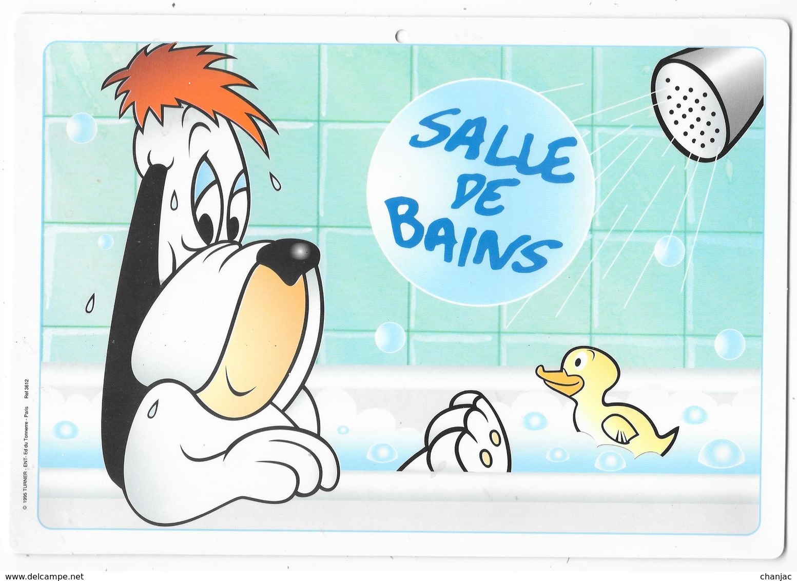 Plaque De Porte: DROOPY Salle De Bains. Turner Ent. Ed. Du Tonnerre 1995 (pouvant Servir De Set De Table) - Autres & Non Classés