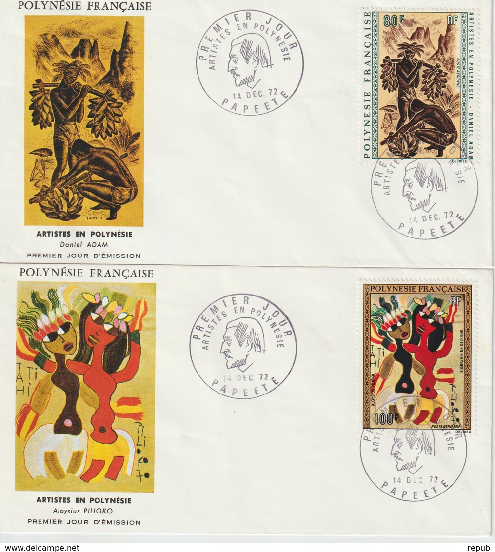 Polynésie Francaise FDC 1972 Artistes En Polynésie PA 65-69 - FDC