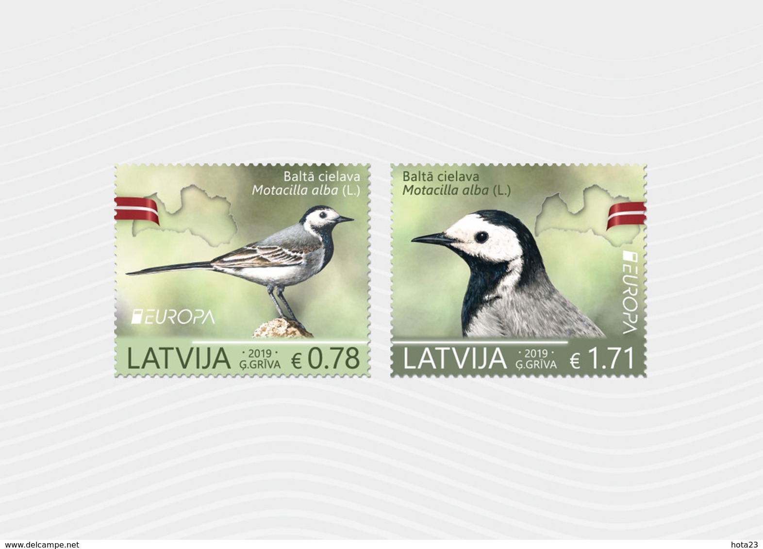 Eiropa CEPT 2019 Latvia / Lettonie / LETTLAND - Bird Stamp White Wagtail  2 Stamps MNH - 2019