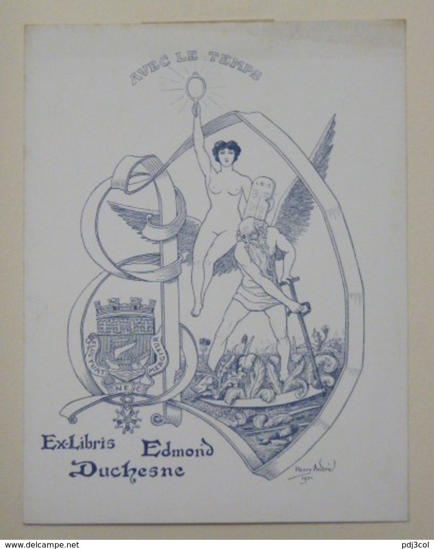 Ex-libris Illustré Français XXème - EDMOND DUCHESNE - Femme Nue, Vieillard... - Ex-Libris