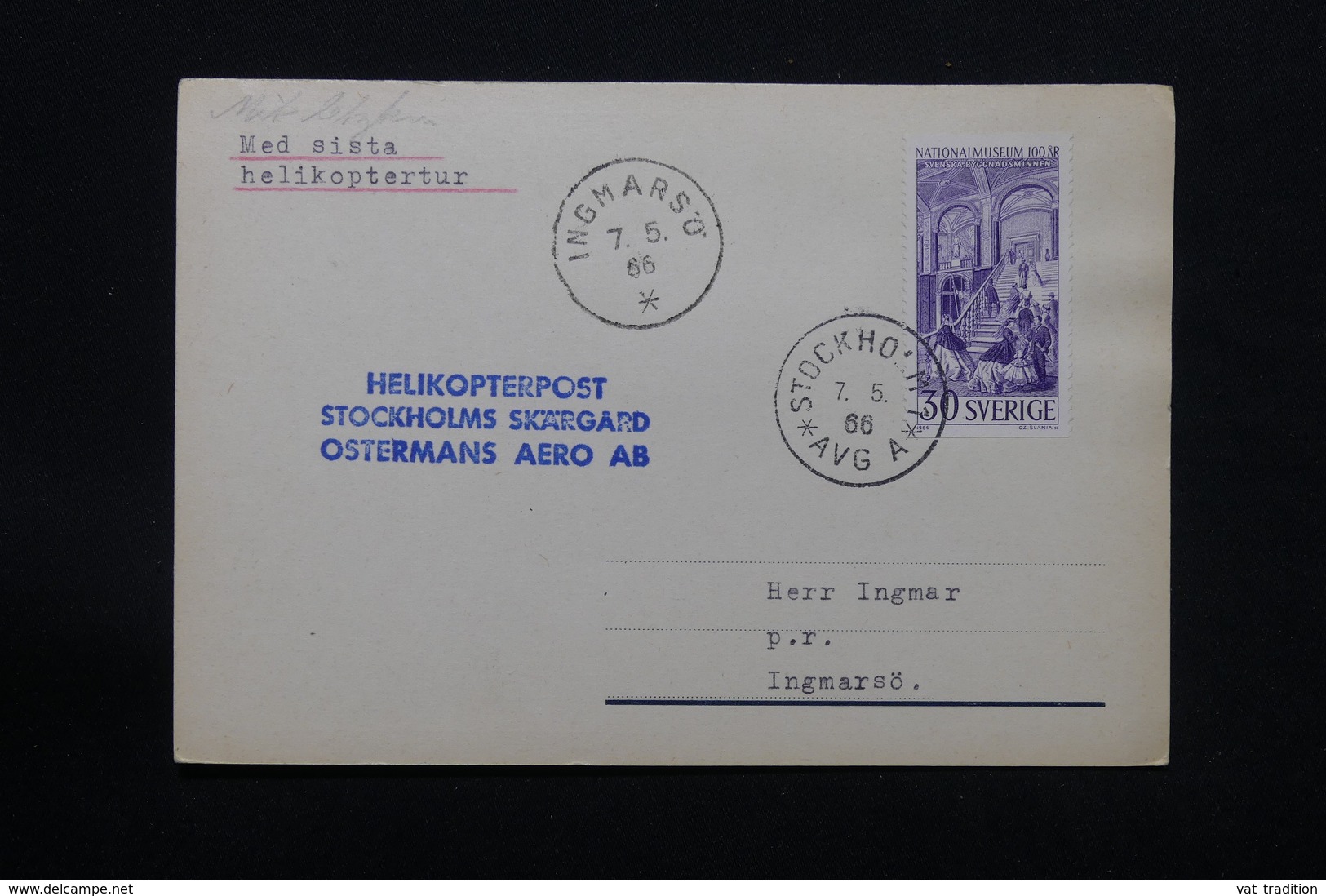 SUÈDE - Carte Transportée Par Hélicoptère En 1966 - L 27984 - Lettres & Documents