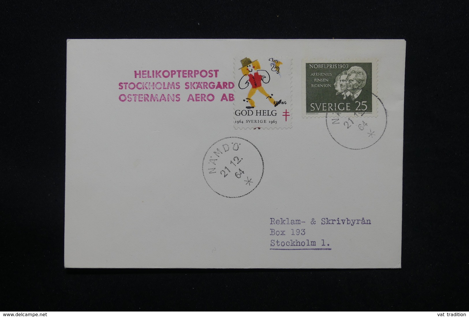 SUÈDE - Enveloppe Transportée Par Hélicoptère En 1964 - L 27987 - Lettres & Documents