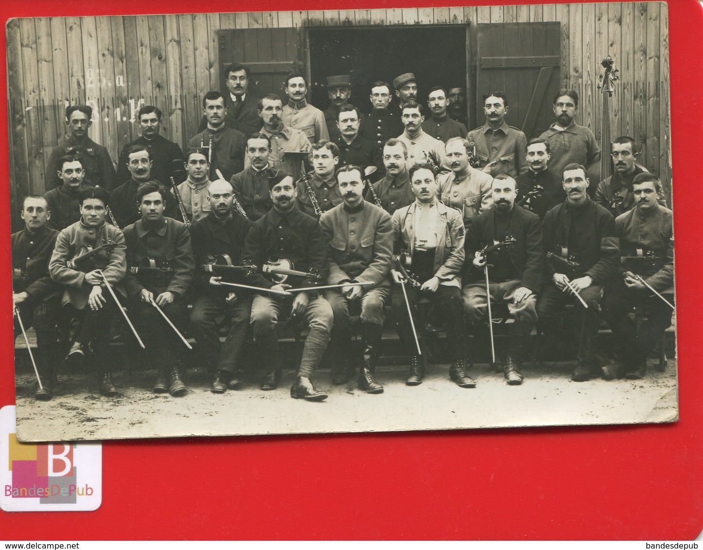 Carte Photo Pologne PILA Camp Prisonniers Français Guerre 14 18 SCHNEIDEMUHL  Groupe Musiciens Violon Clarinette Cahen - Polen