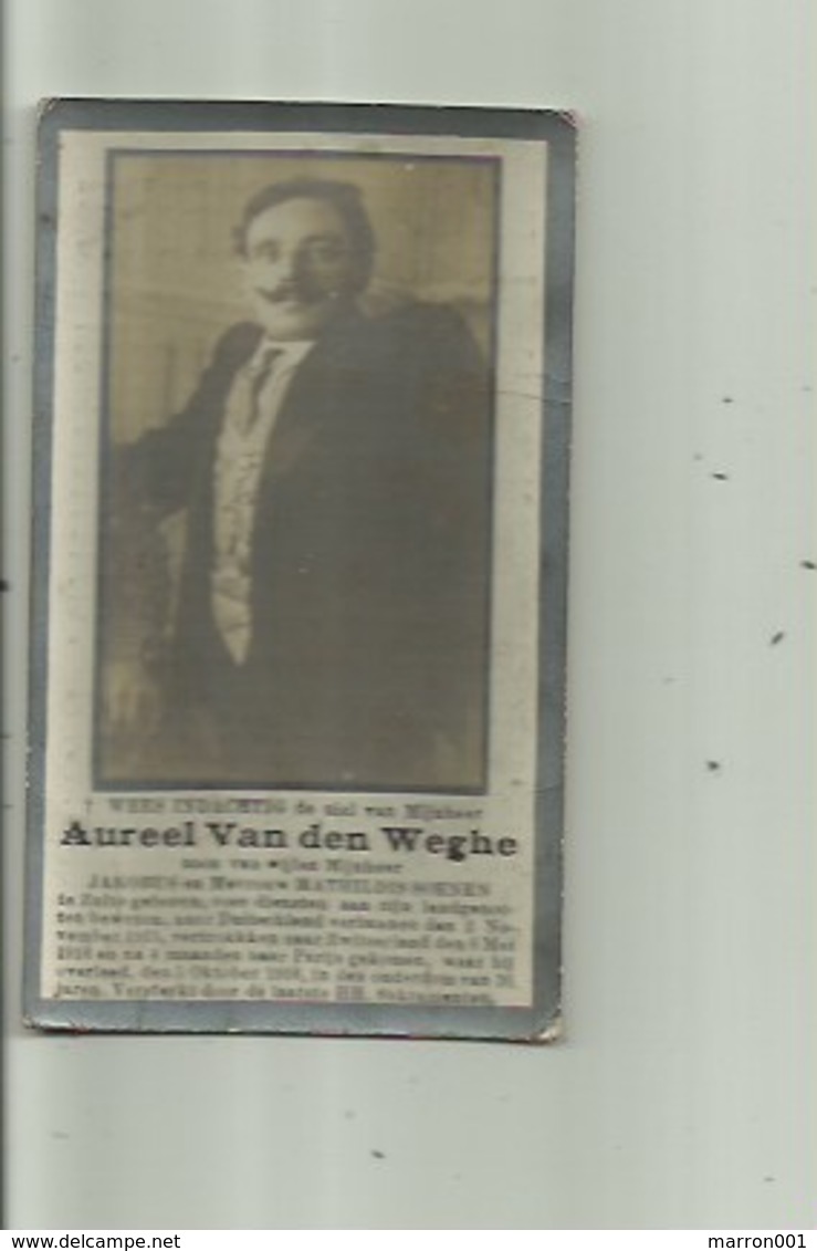 Zulte-Olsene -Aureel Van Den Weghe - Naar Duitsland Verbannen 2 Novemb 1915 -  En Gest, 1918 - Images Religieuses