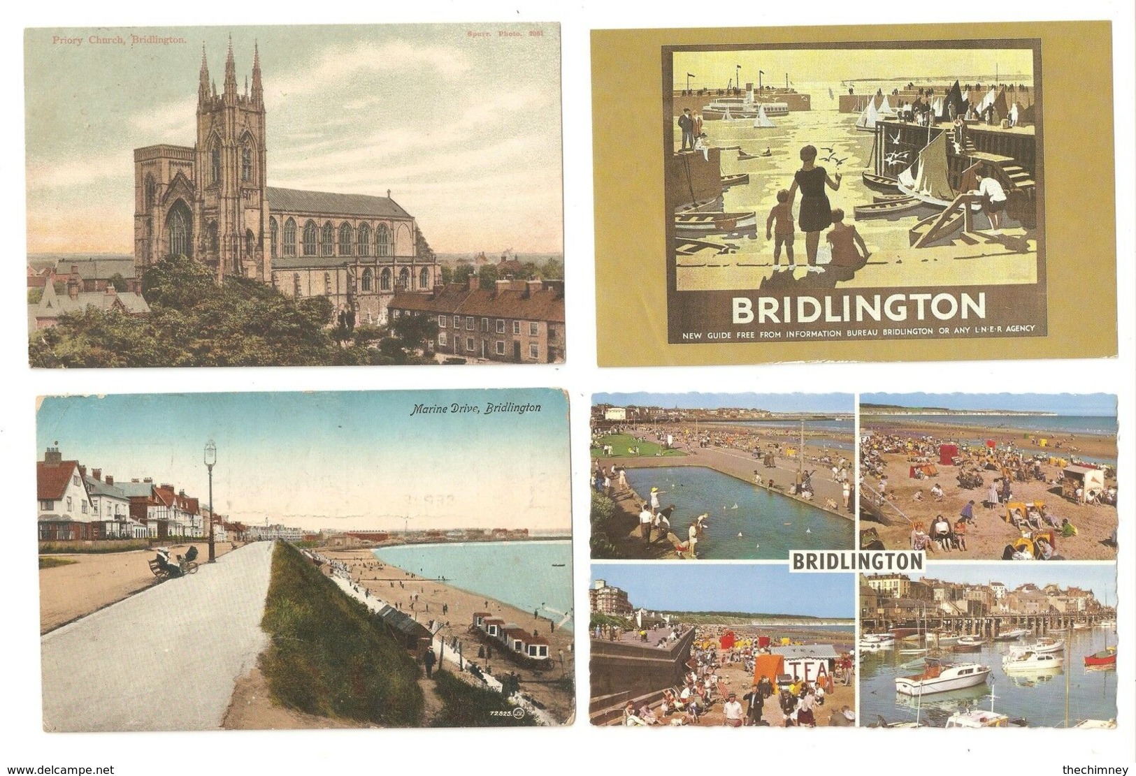 FOUR BRIDLINGTON POSTCARDS ONE IS A NOSTALGA REPRODUCTION - Other & Unclassified