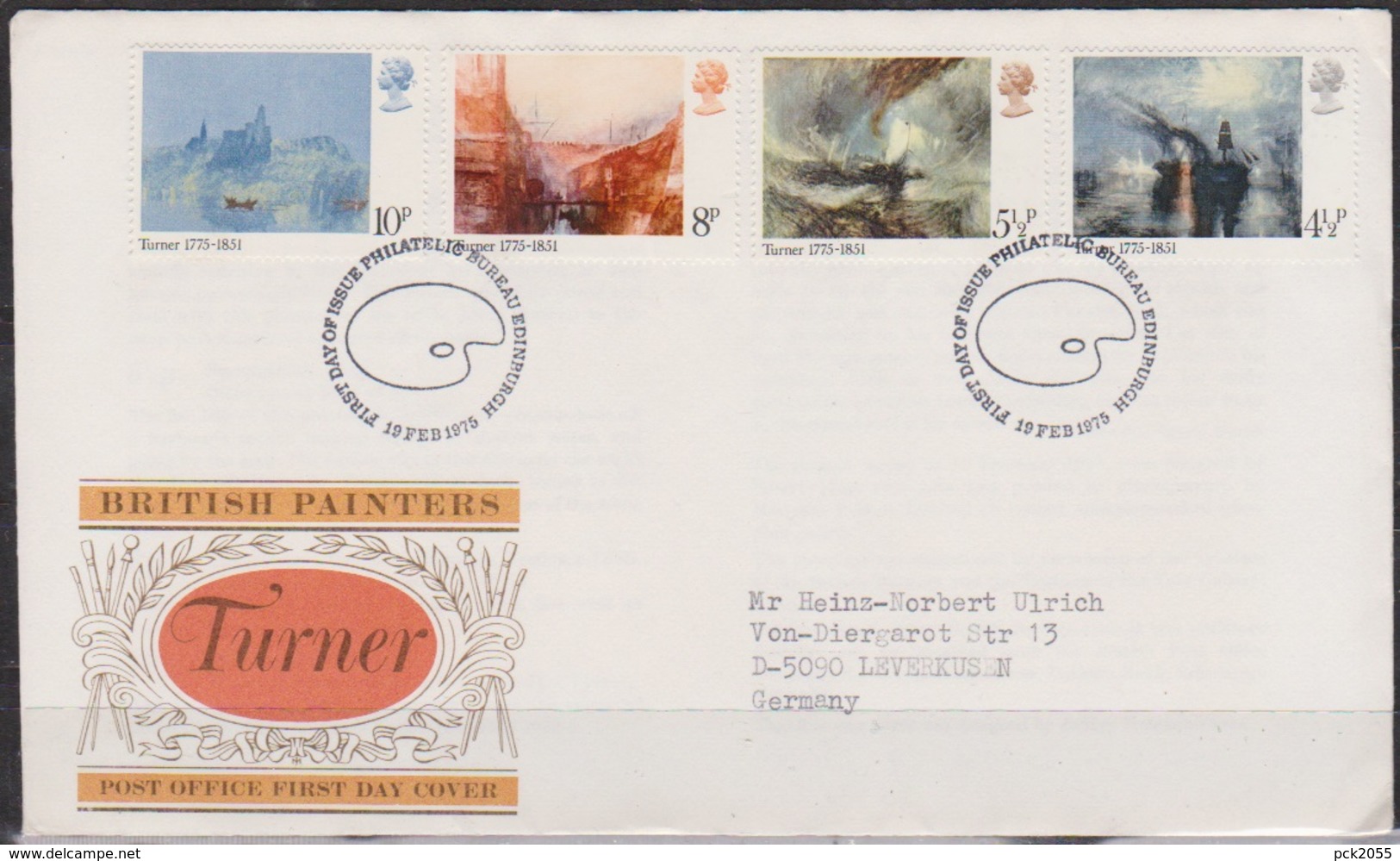 Grossbritannien 1975 MiNr.669 - 672 FDC 250.Geb. William Turner ( D 3592 )günstige Versandkosten - 1981-1990 Dezimalausgaben