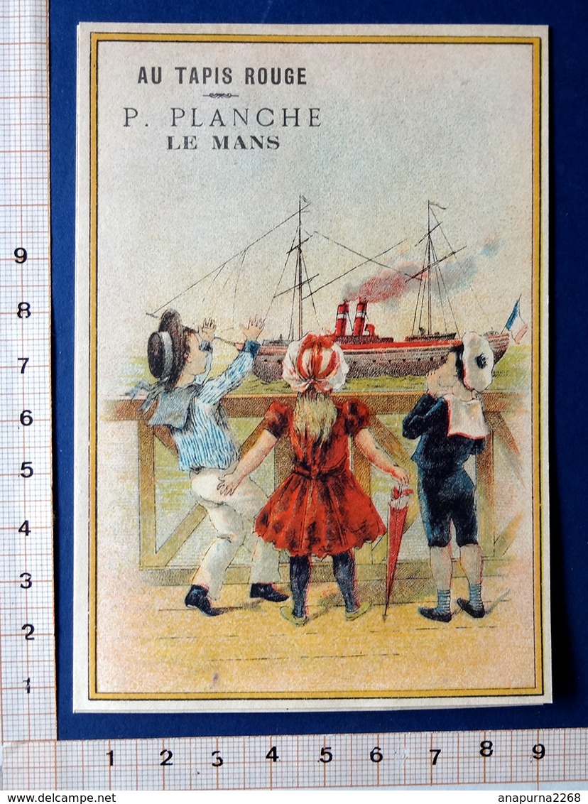 CHROMO .... XIX Eme..12 / 8 .5 Cm......AU TAPIS ROUGE /LE MANS...ENFANTS ...MARINS...BATEAU...ESTACADE - Autres & Non Classés