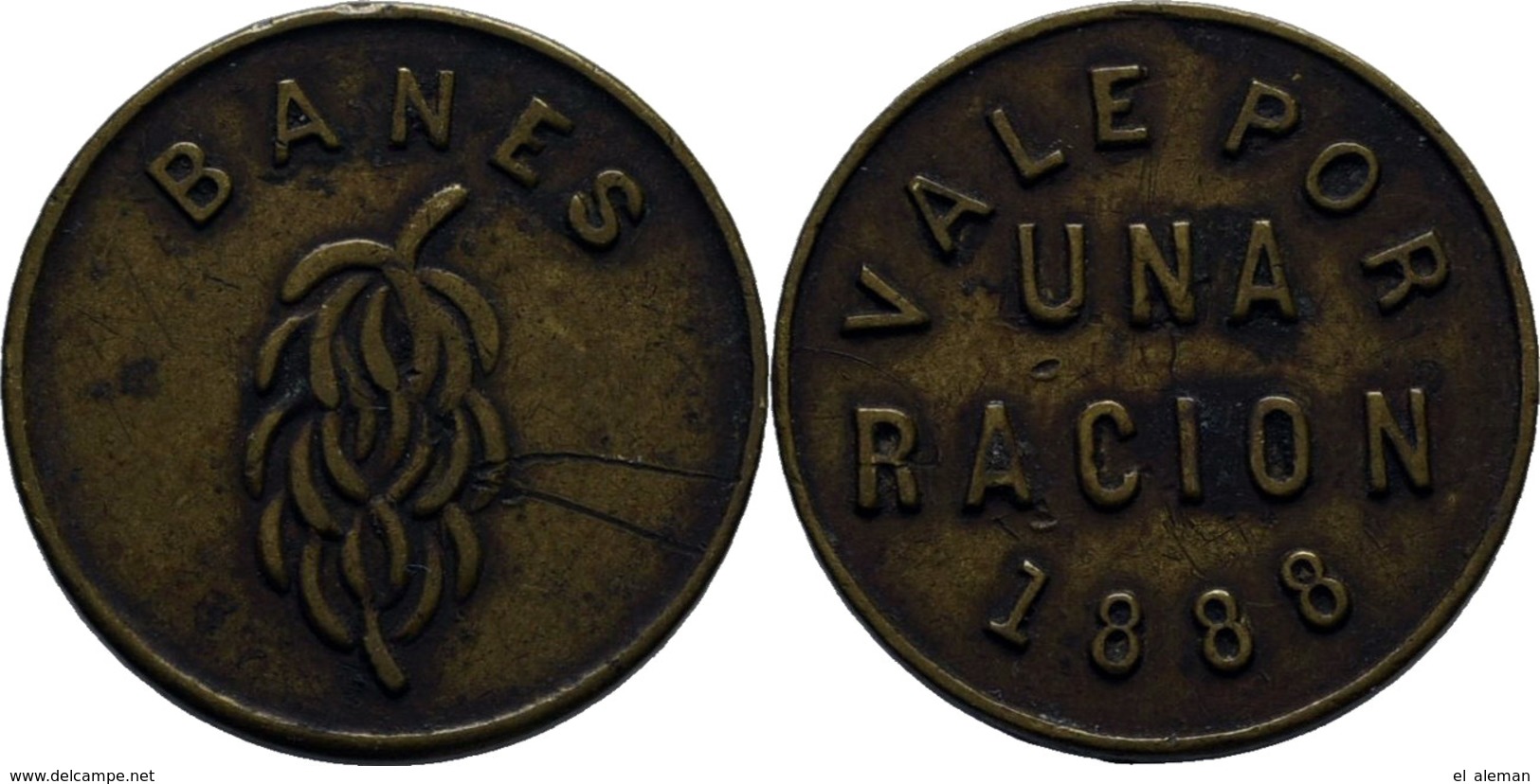 Kuba / Cuba,Münze,Token,Plantagentoken,Zahlmarke,Marke,moneda,coin Banes/ Kuba,1888,very Rare,sehr Rar! - Cuba