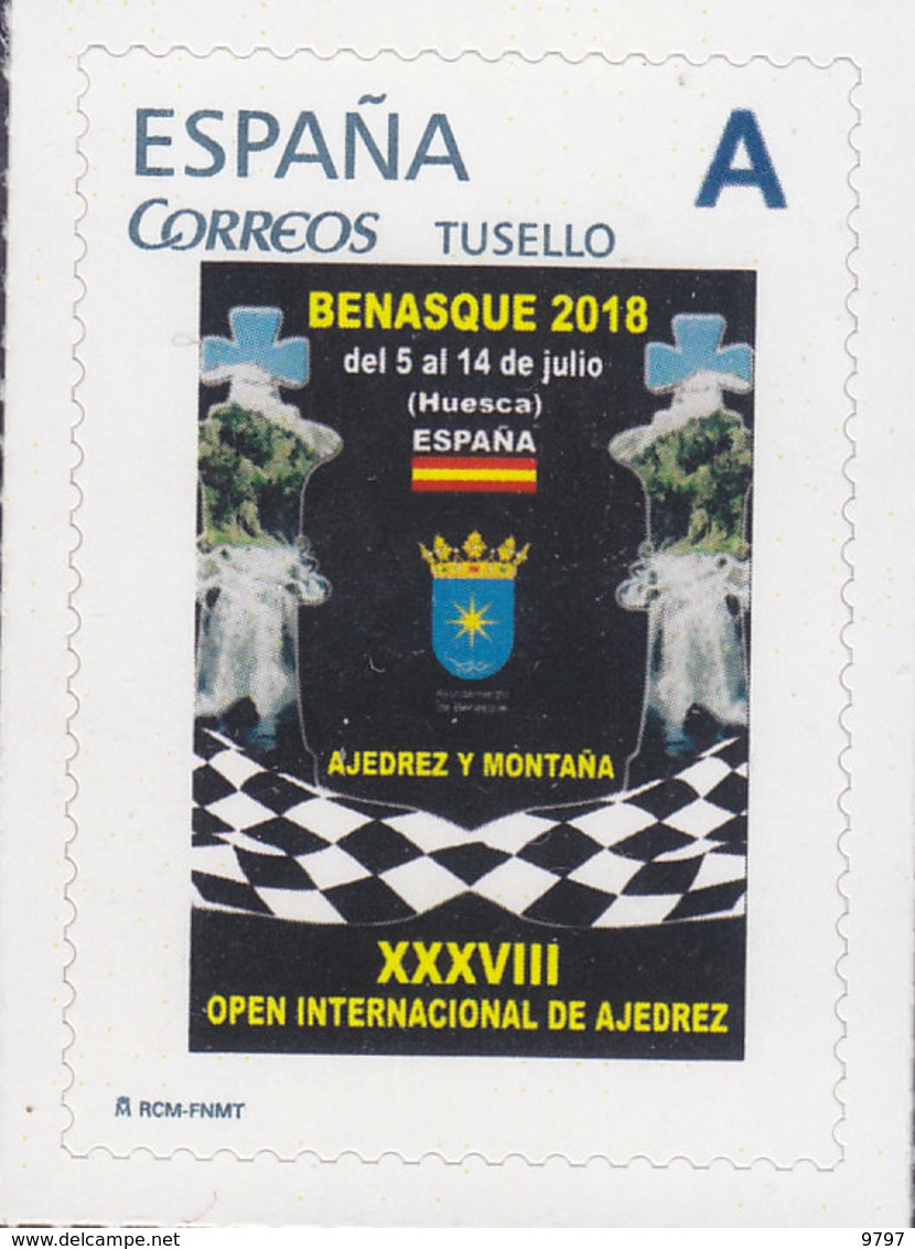 CHESS STAMP/SELLO DE ESPAÑA - XXXVIII OPEN BENASQUE 2018 -  TEMA AJEDREZ CHESS ÉCHECS SCHACH - ESCASO - Ajedrez