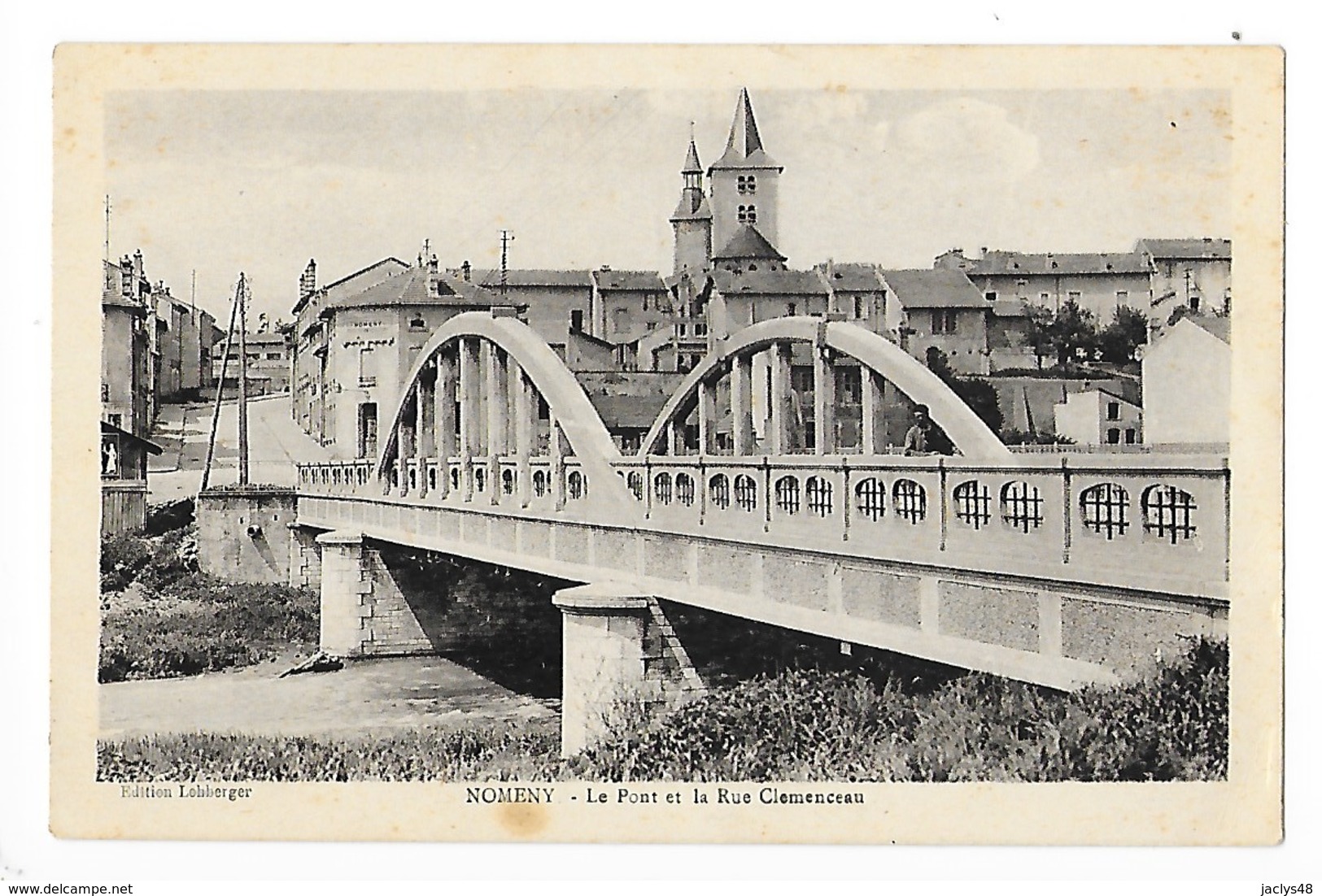 NOMENY   (cpa 54)   Le Pont Et La Rue Clémenceau   -  L 1 - Nomeny