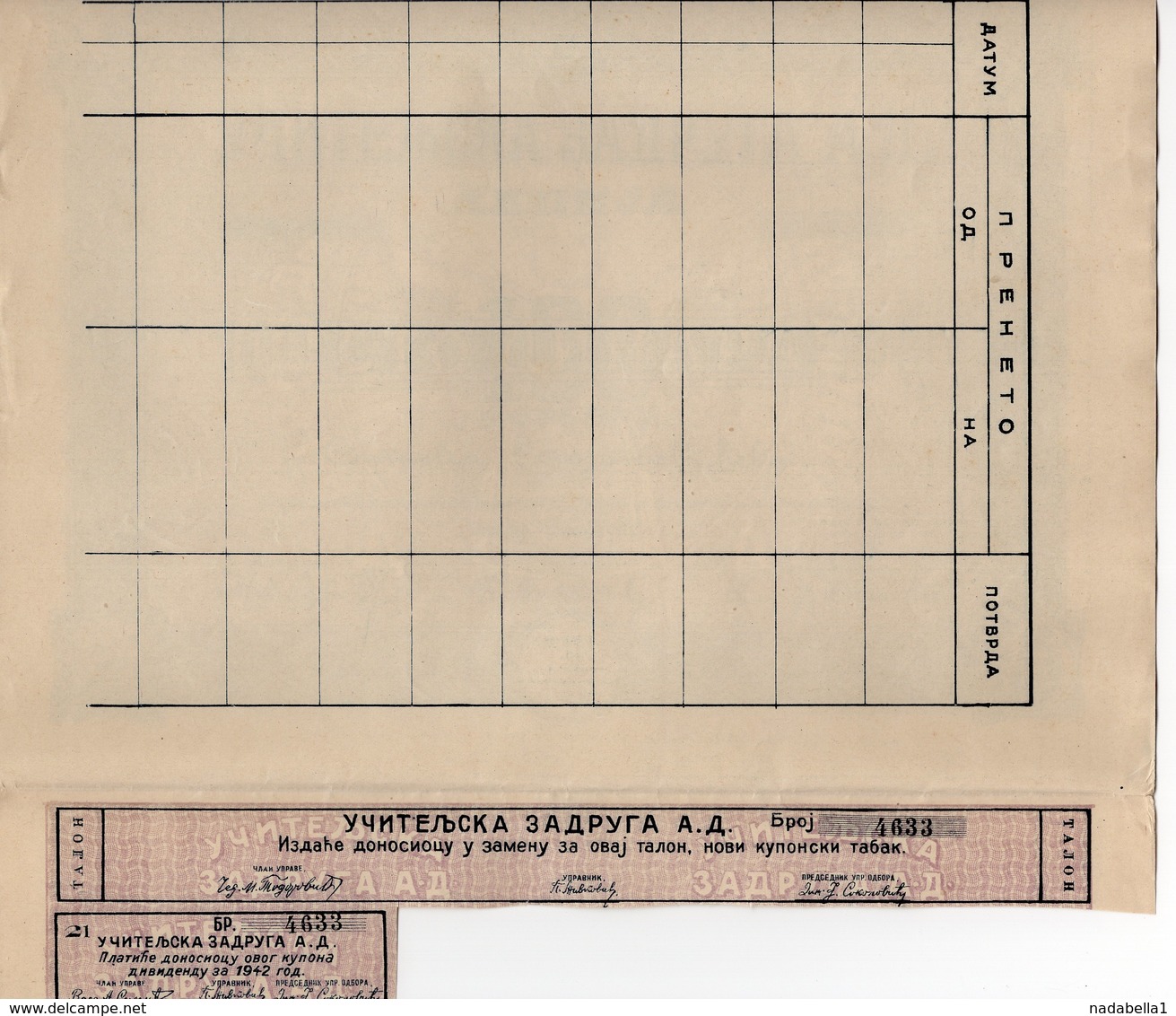 YUGOSLAVIA, SERBIA, BELGRADE, TEACHERS COOPERATIVE, SHARE CERTIFICATE 100 DINARA IN SILVER,1922, - Bank & Insurance