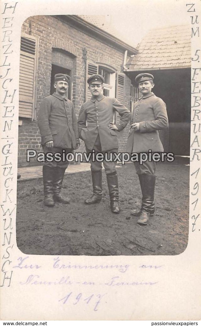 CARTE PHOTO  ALLEMANDE  NEUVILLE EN FERRAIN 1917 - Autres & Non Classés