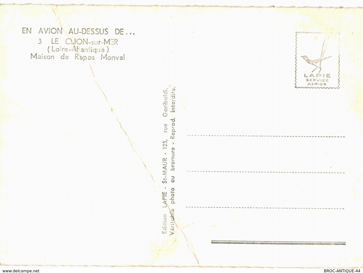 CPM* N°3130 - LOT DE 2 CARTES LE CLION-SUR-MER - MAISON DE REPOS MONVAL + VUE AERIENNE - Pornic