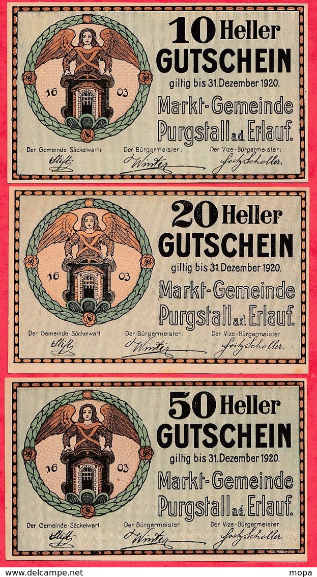 Autriche 3 Notgeld Stadt Purgstall /Ad/Erlauf Dans L 'état Lot N °75 - Autriche