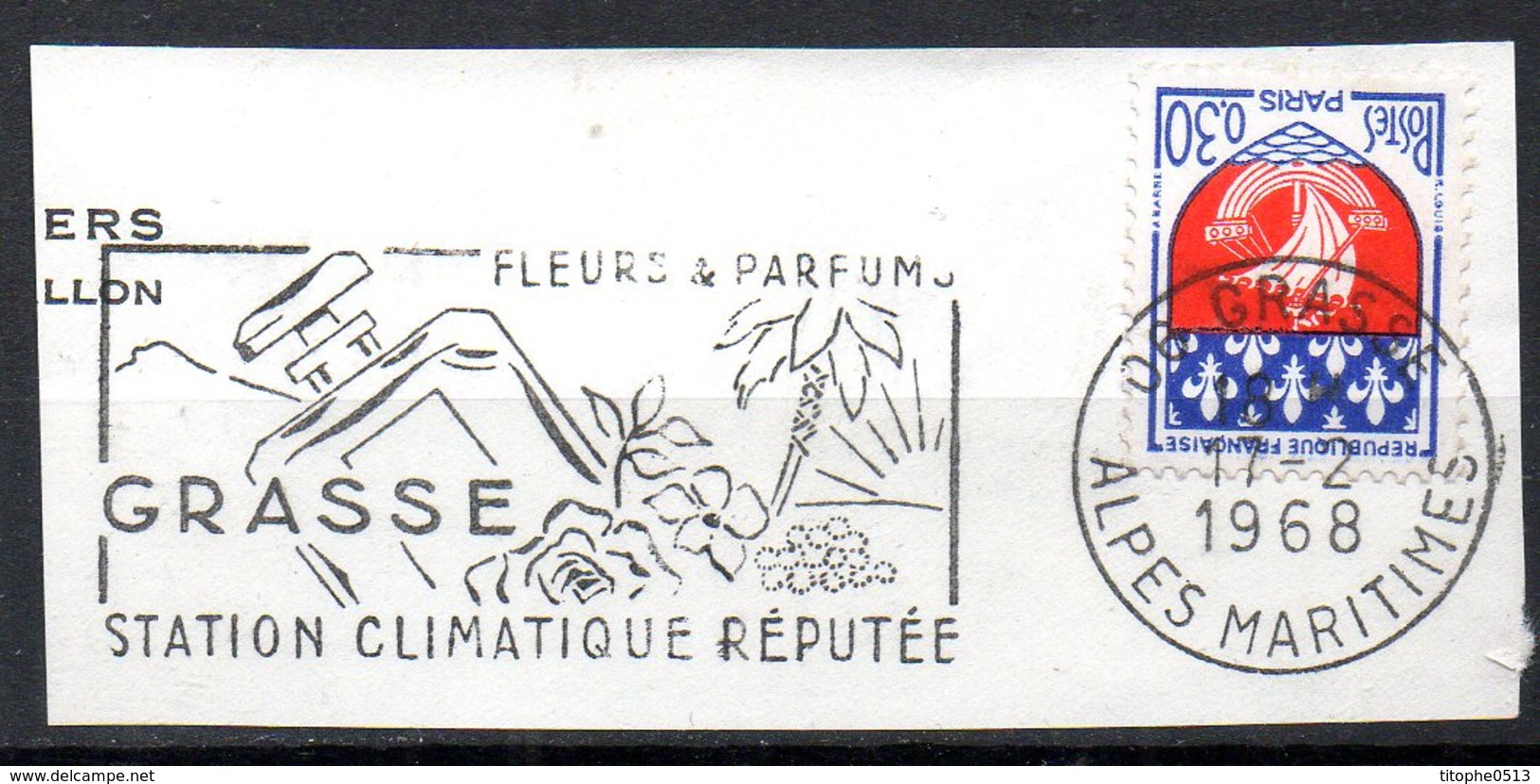 FRANCE. Flamme Sur Fragment Ayant Circulé En 1968. Parfums De Grasse. - Otros & Sin Clasificación