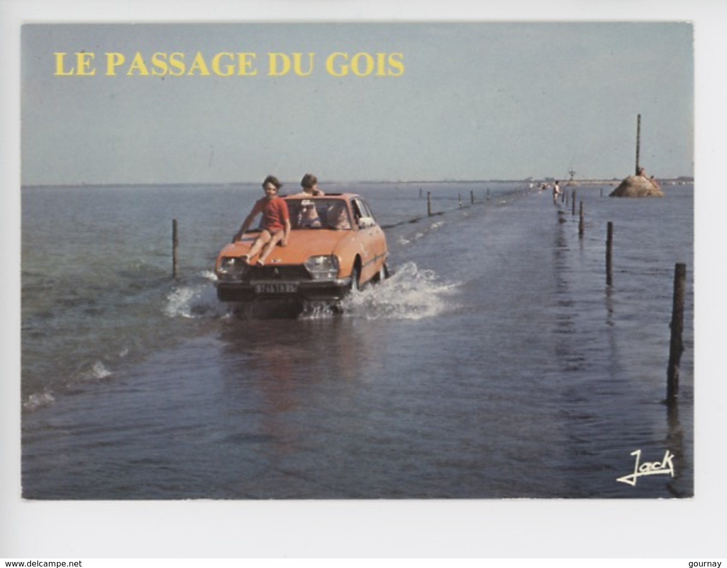 Ile De Noirmoutier : Le Passage Du Gois - Citroën GS Orange (cp Vierge N°4285) - Ile De Noirmoutier