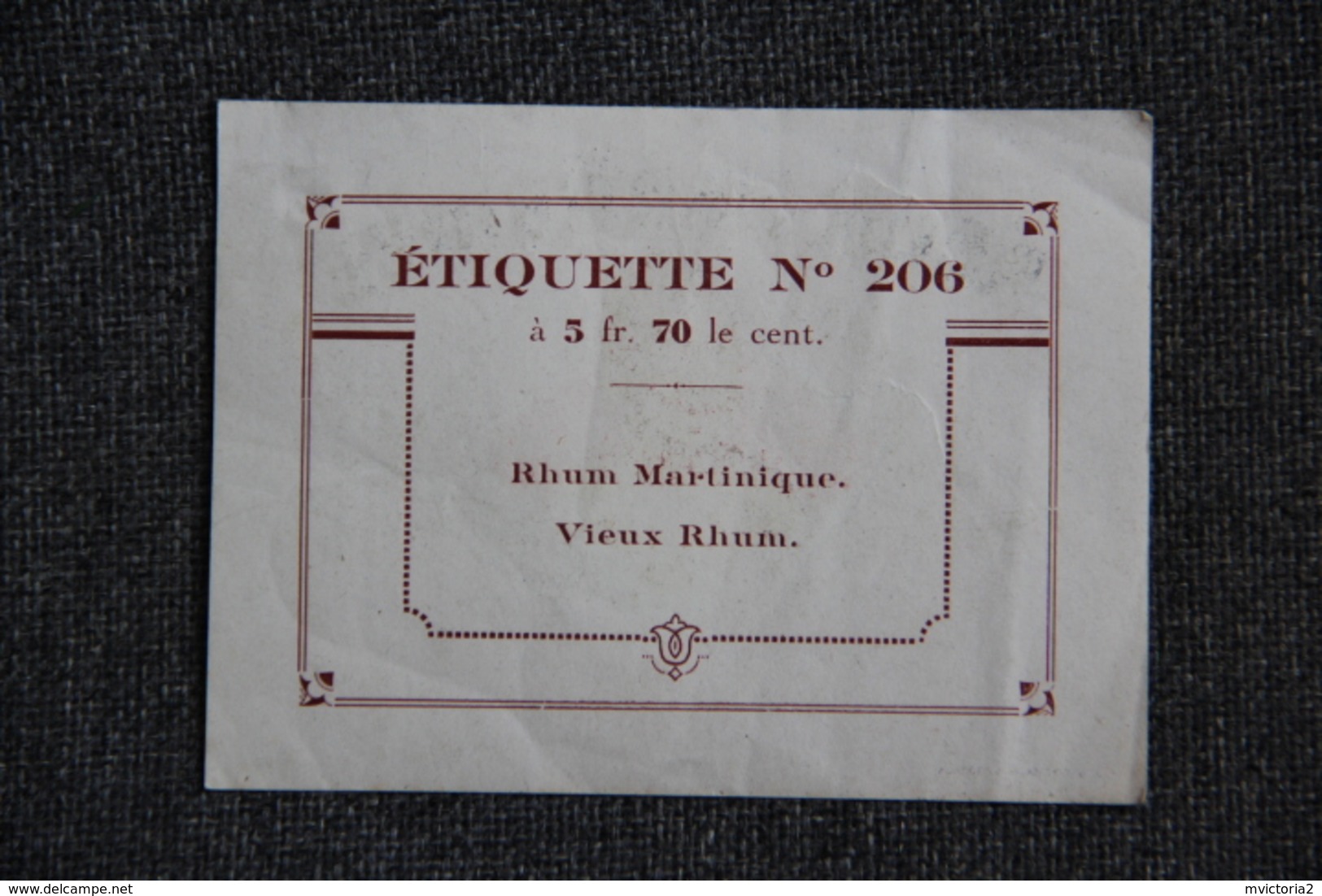 Etiquette - RHUM MARTINIQUE, Vieux Rhum. - Rum