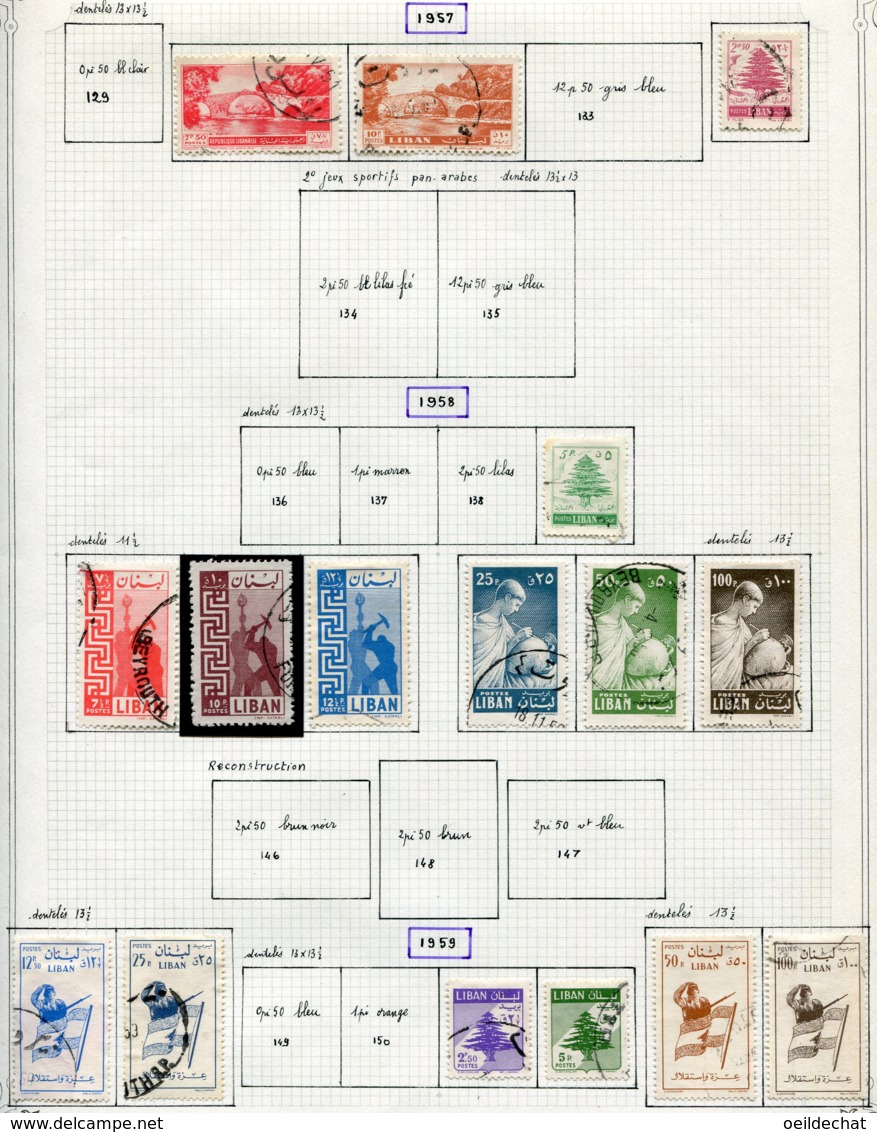 12546 LIBAN  N° 113/7, 120/1, 122/7, 130/2, 139, 140/2, 143/5, 151/2, 153/6 °  1955-59   TB - Libanon