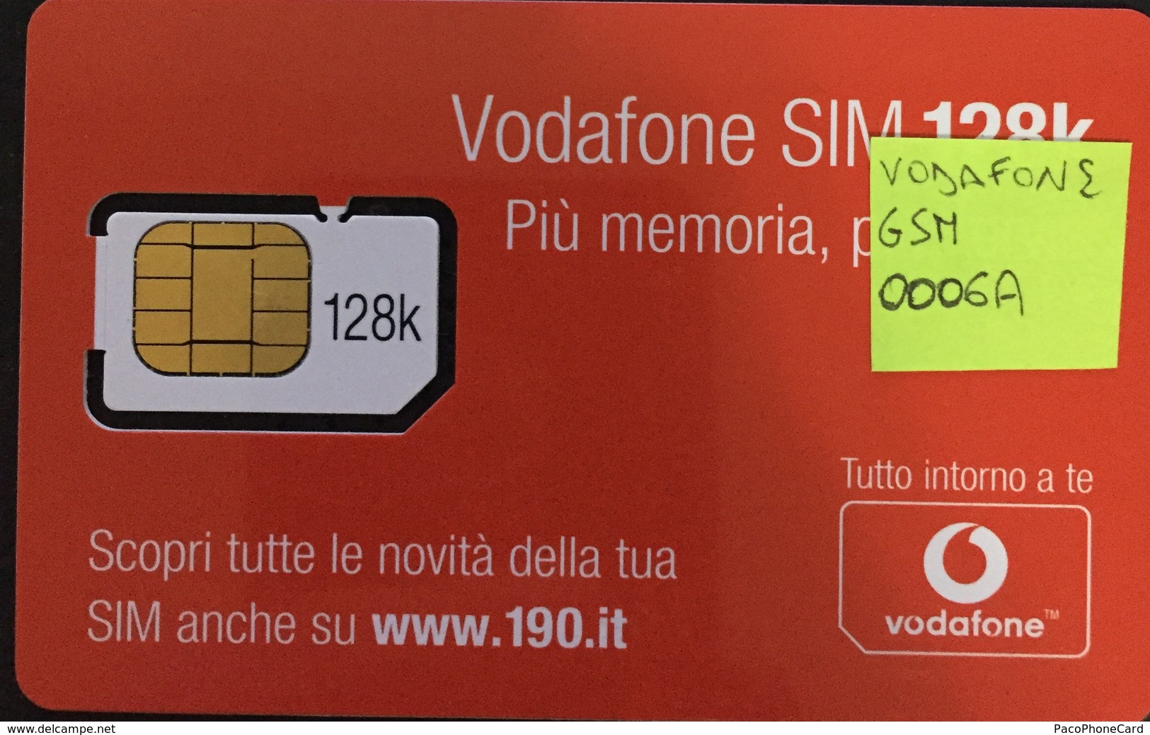 Paco \ ITALIA \ Vodafone \ IT-VOD-GSM-0006A \ Vodafone SIM 128K - Scopri Le Novità... (190.it) - Schede GSM, Prepagate & Ricariche