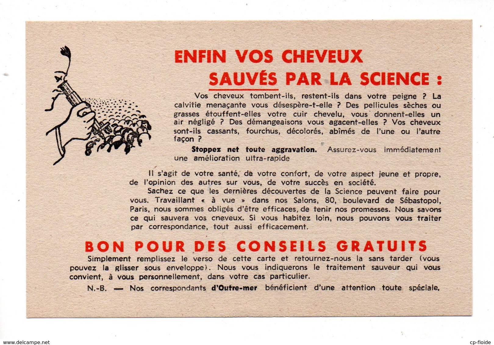 PUBLICITÉ . " ENFIN VOS CHEVEUX SAUVÉS PAR LA SCIENCE " . LABORATOIRES DONNET - Réf. N°21705 - - Other & Unclassified