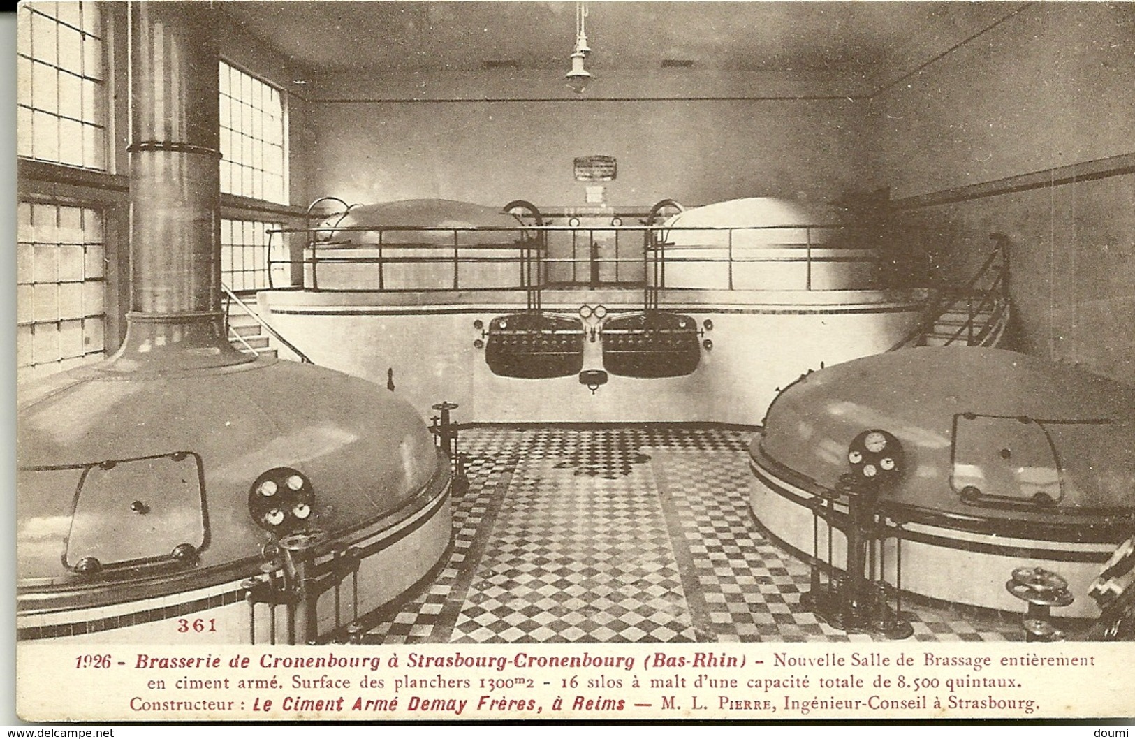 67  STRASBOURG  Brasserie Cronenbourg  Ou Kronenbourg  Salle De  Brassage Construction DEMAY Frères Année 1926 CPA - Strasbourg