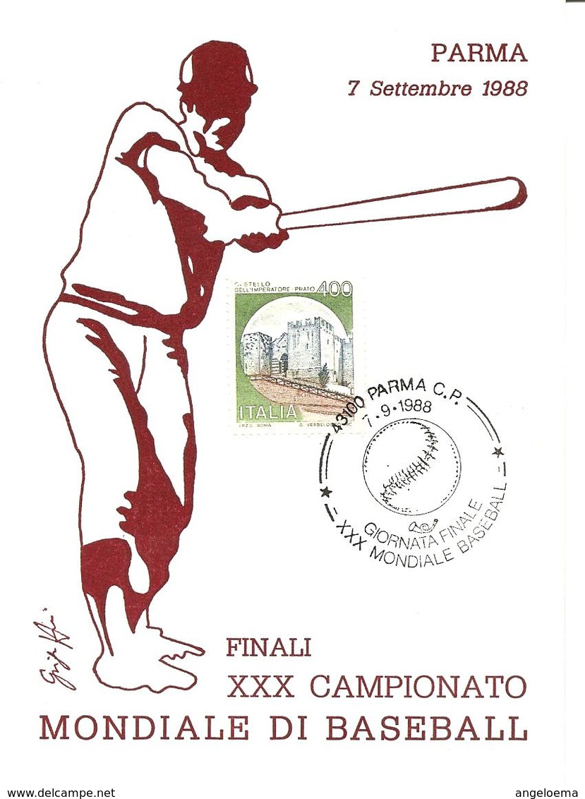 ITALIA - 1988 PARMA XXX Campionato Mondiale Baseball (pallina) Finale CUBA-STATI UNITI Su Cartolina Speciale - 3575 - Non Classificati