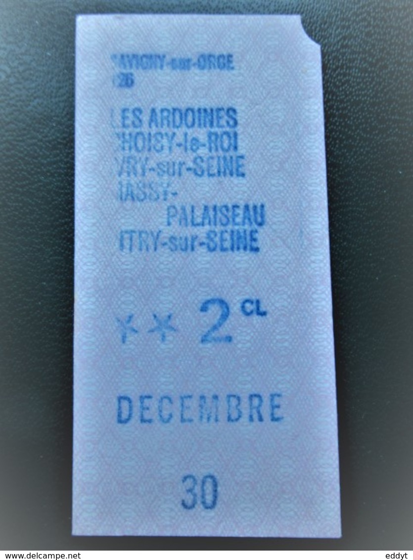 TICKET  SNCF  RATP RER Métro -  PARIS - PALAISEAU, VITRY S/SEINE- TBE - Welt