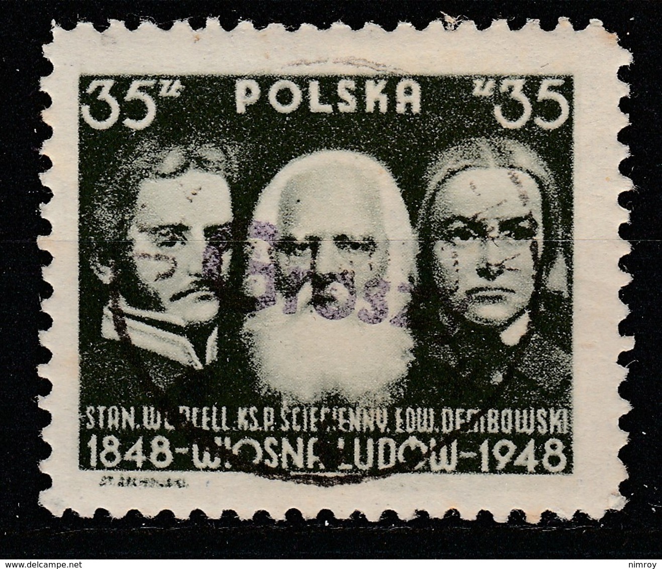 POLAND POLSKA 1950 GROSZY OVPT Type 23A WARSZAWA PURPLE Mi.602 USED STAMP - Oblitérés