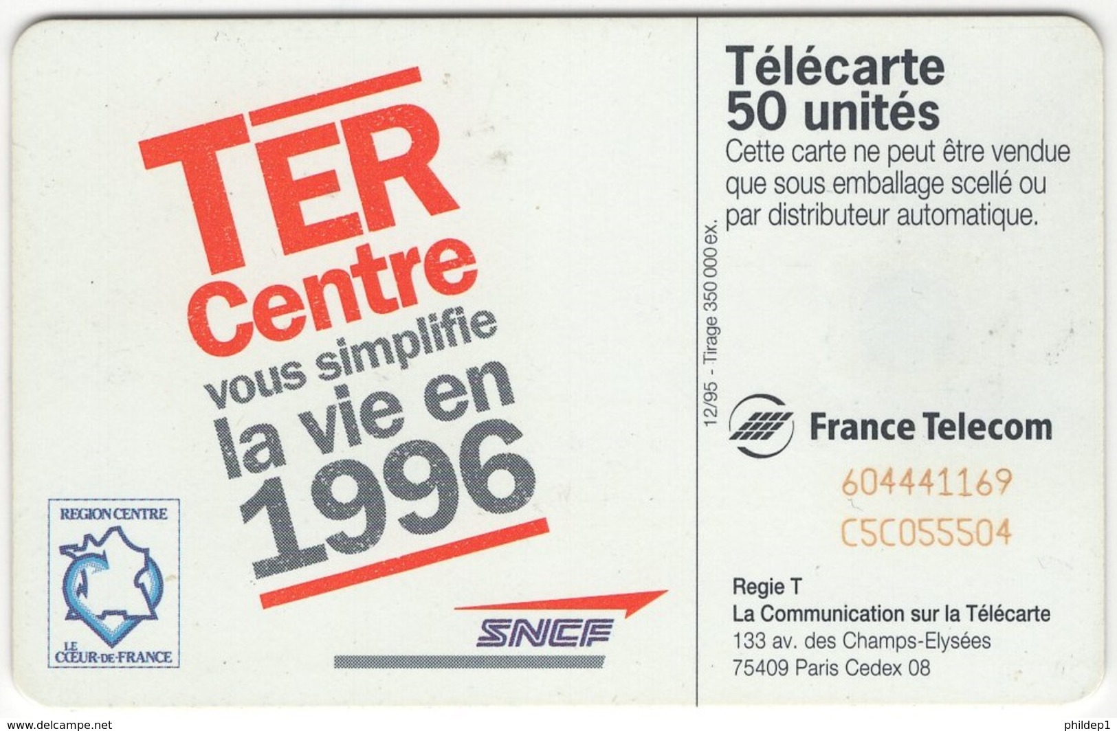 Lot De 1 TC De 1995 Usagées "SNCF TER" De 50 U. Y & T : 665 - 1995