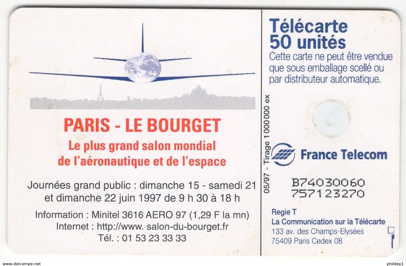 Lot De 1 TC De 1997 Usagées "Salon Du Bourget" AD De 50 U. Y & T : 793 - 1997