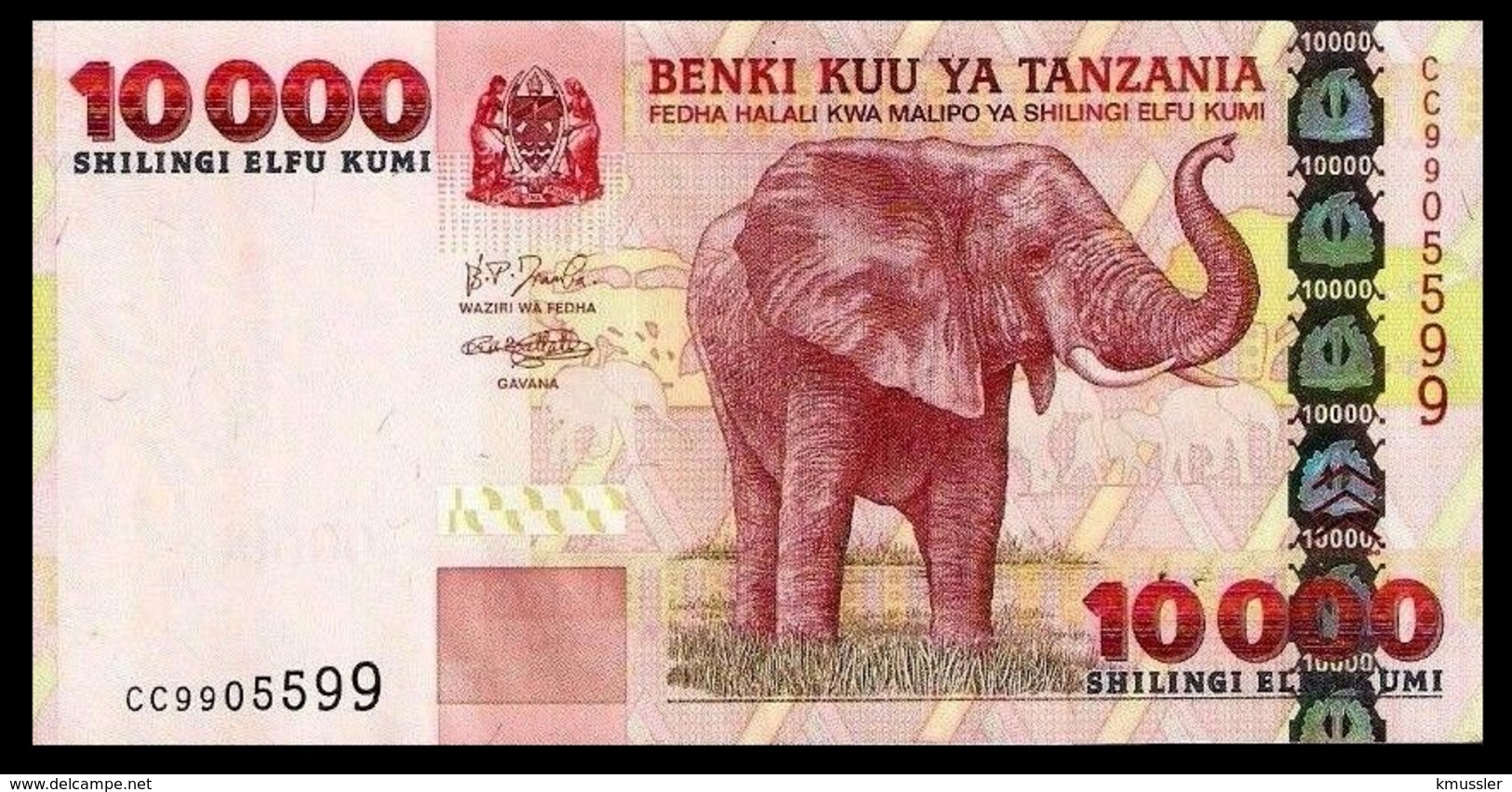 # # # Banknote Tansania (Tanzania) 10.000 Shillingi UNC # # # - Tansania
