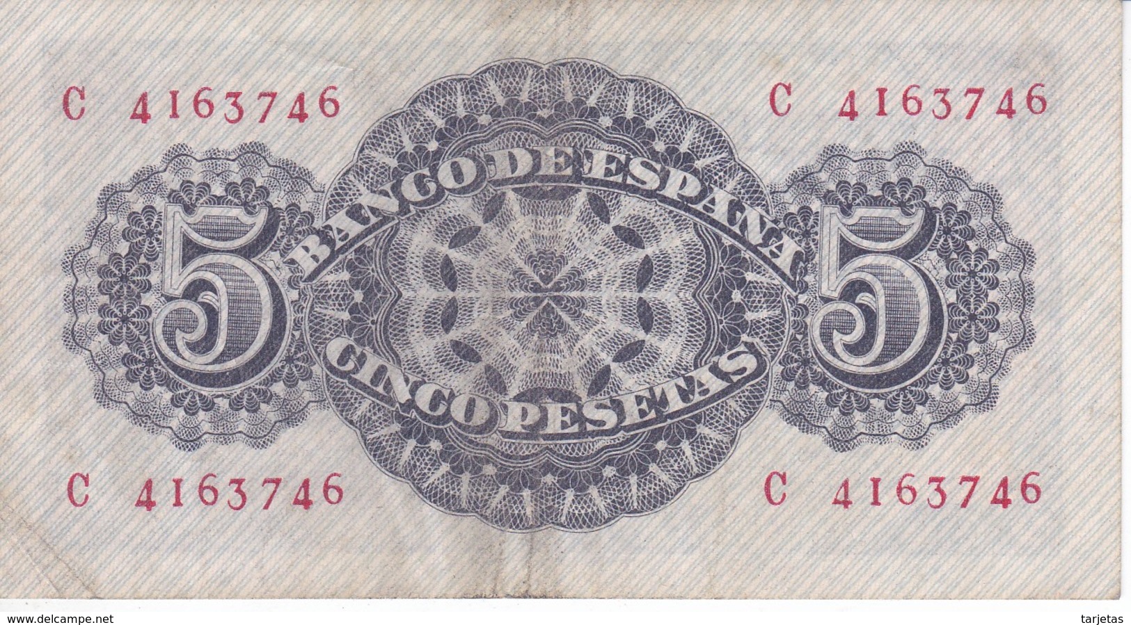 BILLETE DE ESPAÑA DE 5 PTAS DEL AÑO 1947 DE SENECA SERIE C - 5 Pesetas